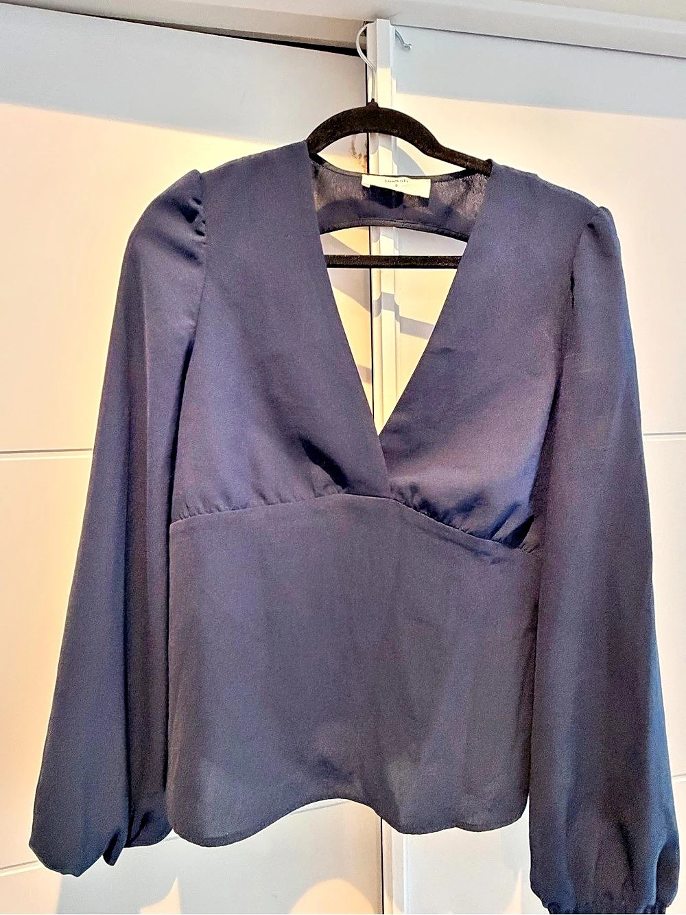 ba&sh Long Sleeve Wrap Blouse in Blue Like New